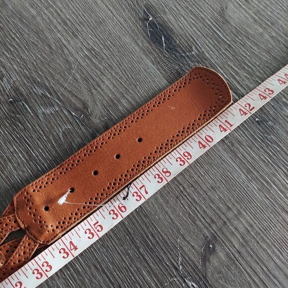NEW Brown Woven Braided Perforated Leather Belt Stud Detail Size Large - Picture 6 of 7